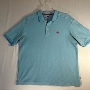 Tommy Bahama Polo Shirt Men’s Sz L Short Sleeve Modal Polyester Light Blue